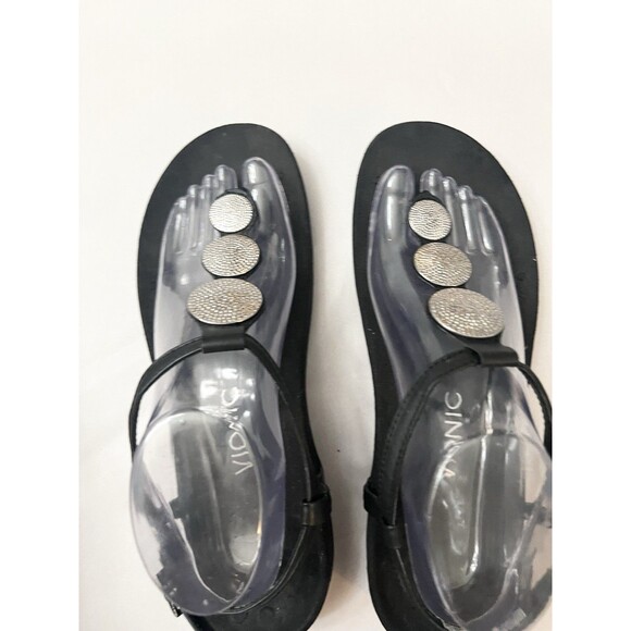 Vionic Womens Lizbeth Black Leather T Strap Thong Sandals Size 10 Comfort - Picture 3 of 10
